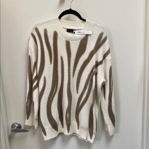 Alfani Women's Cream and Brown Sweater